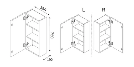 Szafka łazienkowa wisząca Ocean 35 cm dąb olejowany / beżowy designerska szafka z oryginalnym ryflowaniem w kształcie poziomych fal