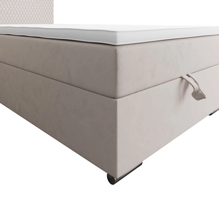 Łóżko kontynentalne Fargo 90x200 beżowe w nowoczesnym skandynawskim stylu z tapicerowanym zagłówkiem łóżko z pojemnikiem