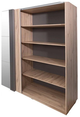 Szafa przesuwna z lustrem Estan 215 cm dąb estana jasny / antracyt nowoczesny design mebla drzwi szafy ozdobione lamelami