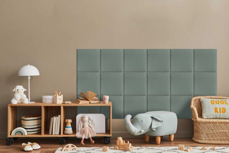 Panel tapicerowany Quadra 40x40 cm miętowy stylowy panel ścienny kwadrat welurowa tkanina modne wykończenie każdej aranżacji