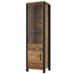 Witryna Olin 56 cm appenzeller / czarny nowoczesny design czarne uchwyty witryna w stylu industrialnym szkło hartowane