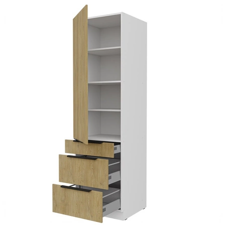 Słupek kuchenny Cremona 60 DKS-210 3S 1F szafka z szufladami odporna na działanie wilgoci i uszkodzenia metalowe uchwyty krawędziowe