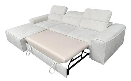 Narożnik z funkcją spania Viano szary lewostronny stylowy narożnik o ciekawym kształcie regulowane zagłówki ozdobne poduszki