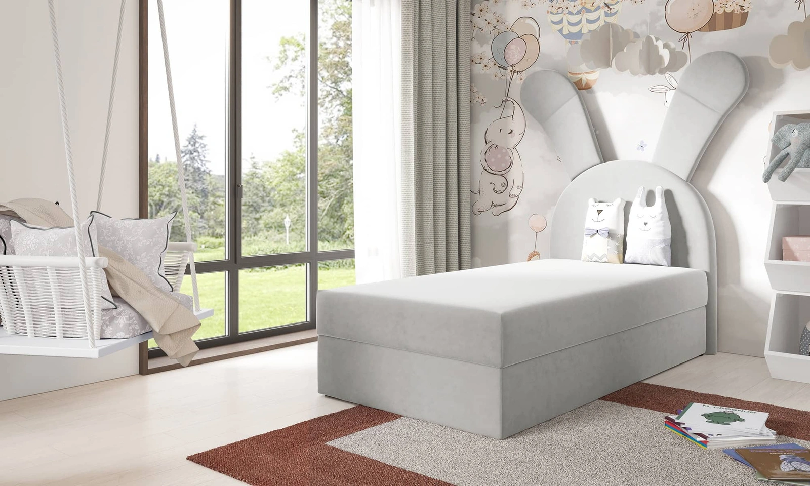 Łóżko kontynentalne Beti 100x200 w kolorze siwym Magic Velvet 2239