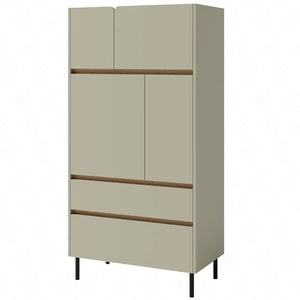 Regał Paguro 80 cm eukaliptus / dąb baltic dune elegancki design stabilne wysokie nogi regał z drzwiami oraz szufladami