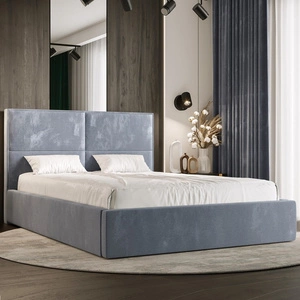 Łóżko tapicerowane Afrodyta 180x200 z pojemnikiem błękitny w nowoczesnym skandynawskim stylu z wygodnym zagłówkiem