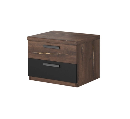 Zestaw mebli do sypialni Sigma dąb flagstaff / czarny z miedzianą wstawką idealne nowoczesne meble do sypialni łóżko z tapicerowanym zagłówkiem