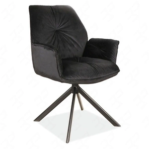 Krzesło tapicerowane Boogie II 45x44 cm czarne stylowe krzesło obrotowe z metalowymi nogami krzesło glamour