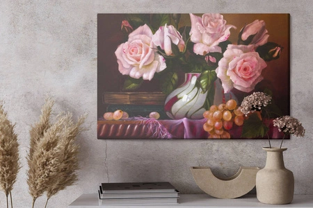 Obraz na płótnie bukiet róż 100x70 cm ponadczasowa ozdoba każdego wnętrza obraz w wyrazistej kolorystyce wysoka jakość wykonania