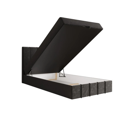 Łóżko kontynentalne Casey 90x200 szare w nowoczesnym skandynawskim stylu z tapicerowanym zagłówkiem łóżko z pojemnikiem