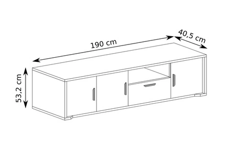 Szafka RTV Grand 190 cm dąb cremona elegancka i funkcjonalna szafka z szufladą z zaoblonymi detalami subtelne metalowe uchwyty