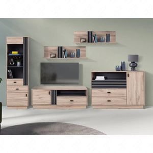 Meblościanka Estan dąb estana jasny / antracyt innowacyjne meble do salonu i pokoju dziennego w nowoczesnym stylu