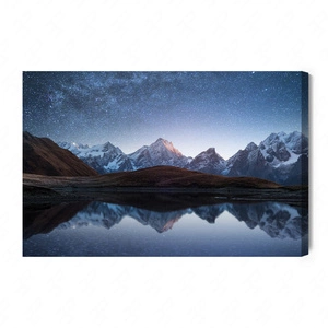 Obraz na płótnie górski krajobraz w nocy 100x70 cm ozdoba każdego wnętrza obraz w wyrazistej kolorystyce wysoka jakość wykonania