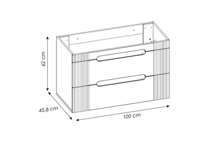 Szafka pod umywalkę Fiji White 100 cm biała modna szafka o subtelnej kolorystyce podkreślonej nowoczesnym ryflowaniem na frontach