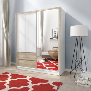 Szafa przesuwna Cento 154 cm biały / dąb sonoma nowoczesny design szafa idealna do garderoby sypialni lub przedpokoju