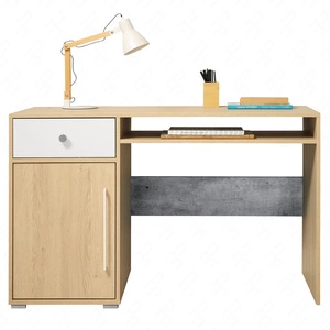 Biurko z szufladą Cary 125 cm dąb biszkoptowy / białe / beton stylowe i funkcjonalne do pokoju młodzieżowego lub pokoju dziecięcego