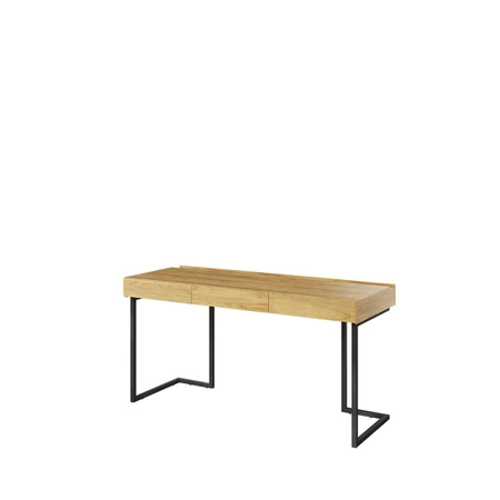 Biurko z nadstawką i szafką wiszącą Teen Flex 150 cm hikora naturalna / silk flou / raw steel nowoczesny design i duża funkcjonalność