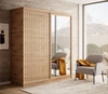 Szafa przesuwna z lustrem Delia 180 cm dąb artisan stylowa szafa z ozdobnymi lamelami w kolorze drewna wpasuje się do każdej aranżacji