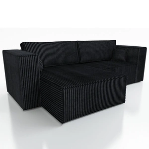 Narożnik z funkcją spania Otton czarny uniwersalny stylowy narożnik sztruksowa tkanina eleganckie wykończenie krawędzi mebla