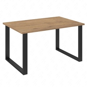 Stół Taunton 138x90 cm dąb lancelot / czarny prosta forma mebla wzbogacona o stylowe czarne nogi w stylu loftowym blat odporny na rozlanie cieczy