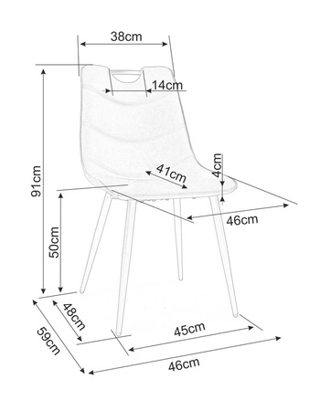 Krzesło tapicerowane Aloe szare stylowa tkanina nowoczesne oraz funkcjonalne krzesło z metalowymi nogami