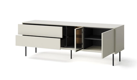 Szafka RTV Epiro 161 cm beżowy / dąb ciemny nowoczesny design i wysoka jakość wykonania szafka z przeszklonym frontem i oświetleniem LED