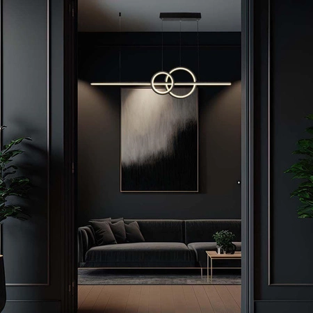 Lampa wisząca Ideal czarna 15W 4000K nietuzinkowa lampa sufitowa ciekawa forma z abażurami w formie okręgów idealna propozycja lampy nad stół