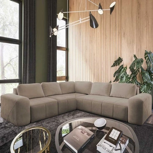 Narożnik z funkcją spania Bovec III ciemny beżowy lewostronny niezwykle stylowy narożnik rozkładany doskonały do przestronnego salonu