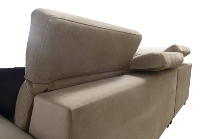 Narożnik z funkcją spania Kelly Sleek II arktyczny błękit lewostronny elegancki narożnik do salonu wykonany z plecionej tkaniny