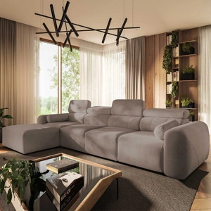 Narożnik z funkcją spania Cantare XII ciemny beż lewostronny estetyczny i niezwykle komfortowy narożnik z pojemnikiem na pościel