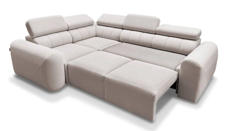 Narożnik z funkcją spania Cantare II szary popiel lewostronny komfortowy narożnik do salonu o stylowym charakterze miękka tkanina