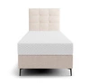 Łóżko kontynentalne Irvine 90x200 beżowe stylowe łóżko z pojemnikiem na pościel i wysokim wezgłowiem zachwyca eleganckim designem