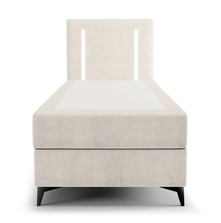 Łóżko kontynentalne Norco 90x200 ecru stylowe łóżko z pojemnikiem na pościel oświetlenie umieszczone w zagłówku nadaje wyjątkowości