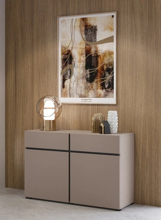 Komoda z szufladami Cross 119 cm ciemny beżowy nowoczesny design idealna komoda do salonu sypialni lub biura prosta forma