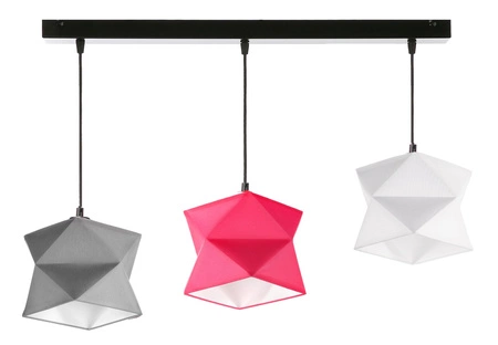 Lampa wisząca potrójna Quasar designerska lampa sufitowa do pokoju dziecięcego z kolorowymi abażurami i czarną metalową podstawą