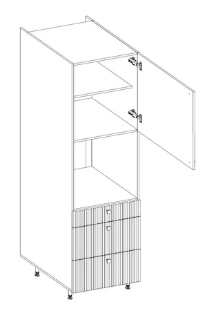 Słupek kuchenny Chevron 60 DPS-215 3S 1F szafka z szufladami do zabudowy piekarnika odporna na działanie wilgoci i uszkodzenia fronty z ozdobnym dekorem jodełki