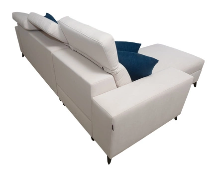 Narożnik z funkcją spania Kelly szary popiel lewostronny pleciony komfort i funkcjonalność bok narożnika wykończony lamelami