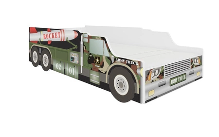 Łóżko Rocket 70x140 cm designerskie łóżko z materacem w kształcie samochodu z ozdobnym nadrukiem wykonane z solidnych materiałów