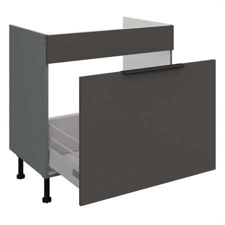 Szafka kuchenna pod zlewozmywak z szufladą Aversa Ant 80 ZL 1S BB fronty szafki kuchennej wykończone w technologii anti fingerprint