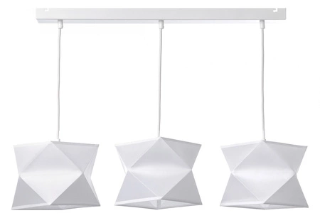 Lampa wisząca potrójna Quasar designerska lampa sufitowa do salonu z bawełnianym abażurem i metalową podstawą