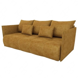 Kanapa rozkładana Selva miodowa funkcjonalna sofa do salonu z pojemnikiem na pościel velvetowa tkanina o eleganckiej strukturze