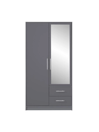 Szafa z lustrem Caspe 100 cm antracyt nowoczesny design wykończenie ABS oraz aluminiowe uchwyty