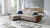 Narożnik z funkcją spania Kelly jasny beż lewostronny velvet komfort i funkcjonalność bok narożnika wykończony lamelami