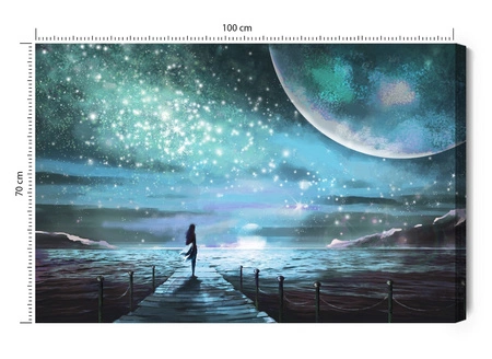 Obraz na płótnie morze w stylu fantasy 100x70 cm ponadczasowa ozdoba każdego wnętrza wyrazista kolorystyka wysoka jakość wykonania