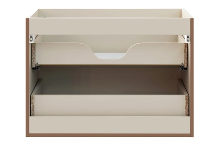 Szafka pod umywalkę Donna Sand 80 cm beżowa elegancka szafka wisząca z dekoracyjnym obłym frezowaniem złote uchwyty wykonane z metalu