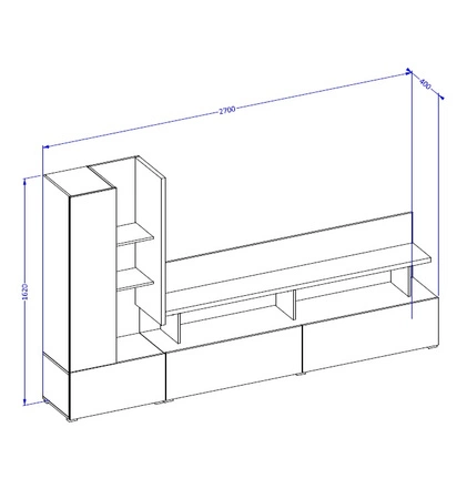 Meblościanka Serio ciemny beżowy / antracyt stylowe meble o eleganckim designie bezuchwytowe bryły meblościanka do salonu