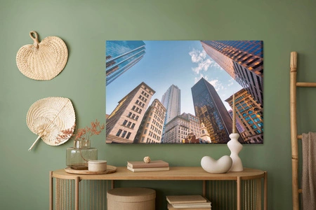 Obraz na płótnie bostońskie budynki 100x70 cm ponadczasowa ozdoba wnętrza obraz w wyrazistej kolorystyce wysoka jakość wykonania