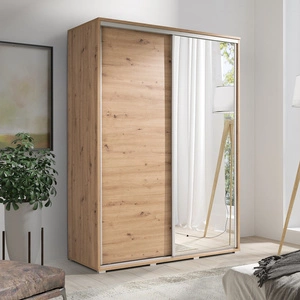 Szafa przesuwna z lustrem Penelopa 205 cm dąb artisan nowoczesna szafa idealna do garderoby sypialni lub przedpokoju