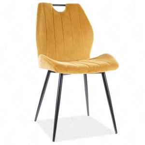 Krzesło tapicerowane Arco 43x51 cm żółte nowoczesne oraz funkcjonalne krzesło z metalowymi nogami