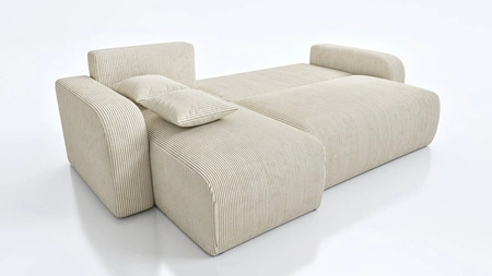 Narożnik z funkcją spania Fiesta beżowy uniwersalny w ustawieniu narożnik do salonu wytrzymała pleciona tkanina pojemnik na pościel